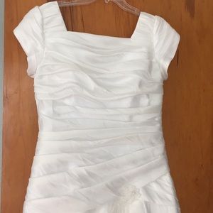 Wedding dress square neckline modest sleeves